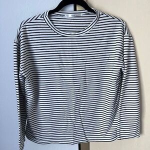 Black and White Striped Long Sleeve Shirt